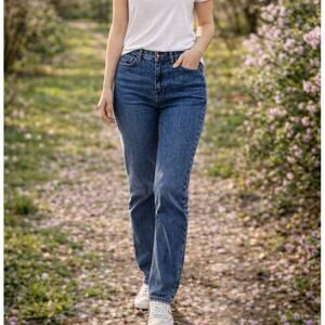 Talbots women's blue denim jeans sz 14 boot cut classic dark wash denim casual